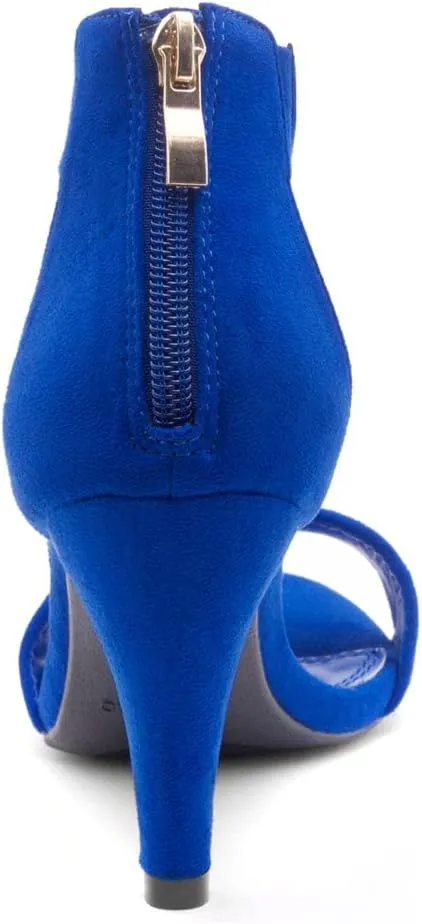 Herstyle RROSE Women's Chunky Low Heels Open Toe Ankle Strap Heeled Sandals with Back Zipper Dressy Pumps Shoes for Wedding Prom Party Office