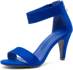 Herstyle RROSE Women's Chunky Low Heels Open Toe Ankle Strap Heeled Sandals with Back Zipper Dressy Pumps Shoes for Wedding Prom Party Office