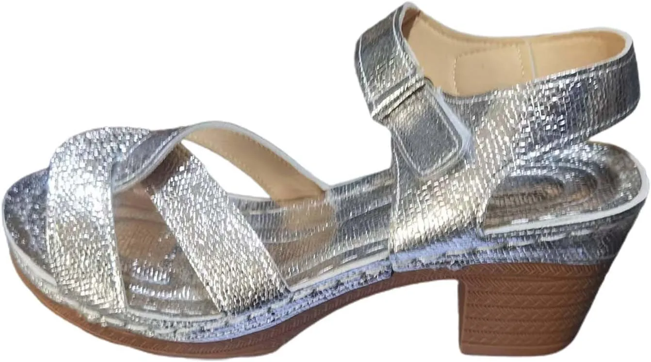 High Heel Sandals for Women Open Toe Strappy Ankle Strap Chunky Block Heel Wedding Shoes