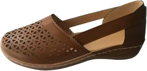 HOTRA Loafers and Slip On for Women Breathable Cutout Dress Shoes Summer Casual Flats Sandals (Color : Brown, Size : 8.5 US)