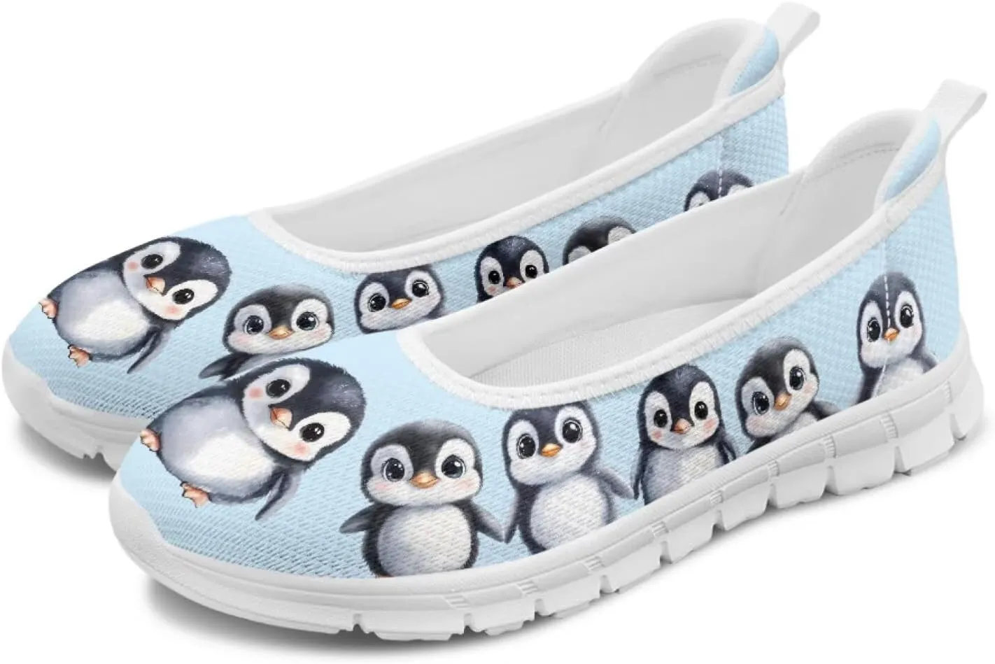 Howilath Cute Animal Print Women Mesh Flats Shoes Casual Slip on Shoes Breathable Loafers Walking Shoes