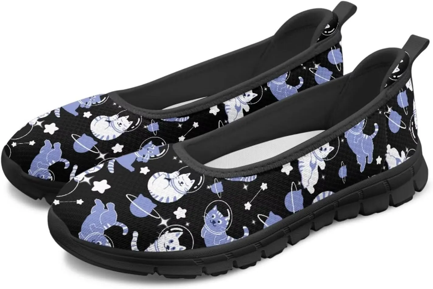 Howilath Cute Animal Print Women Mesh Flats Shoes Casual Slip on Shoes Breathable Loafers Walking Shoes