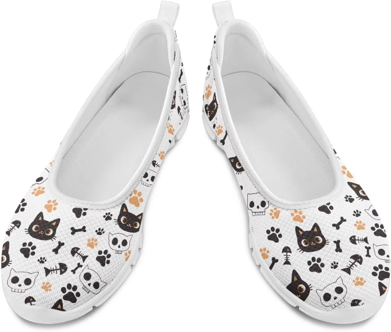 Howilath Cute Animal Print Women Mesh Flats Shoes Casual Slip on Shoes Breathable Loafers Walking Shoes