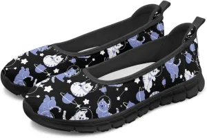 Howilath Cute Animal Print Women Mesh Flats Shoes Casual Slip on Shoes Breathable Loafers Walking Shoes