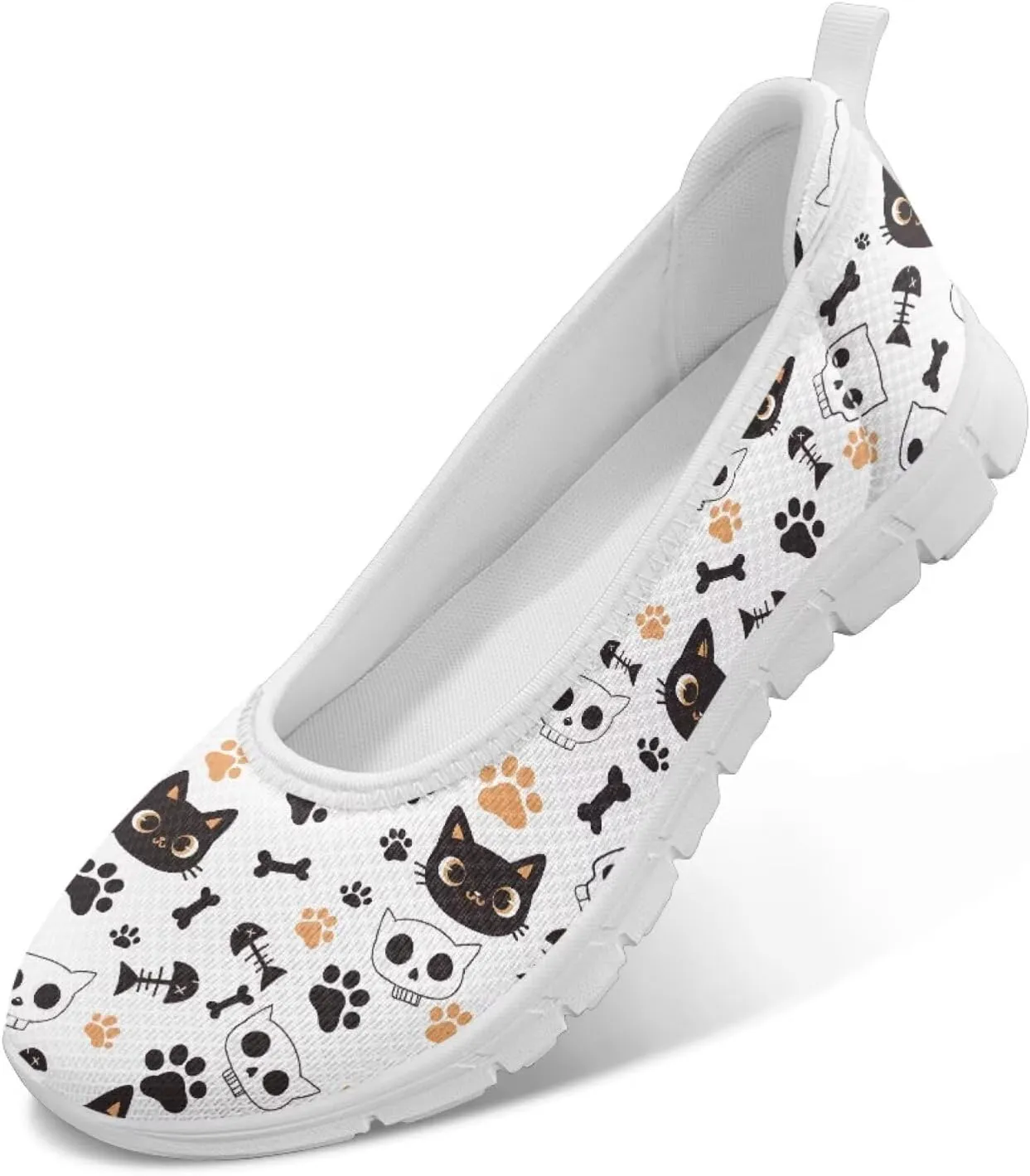 Howilath Cute Animal Print Women Mesh Flats Shoes Casual Slip on Shoes Breathable Loafers Walking Shoes