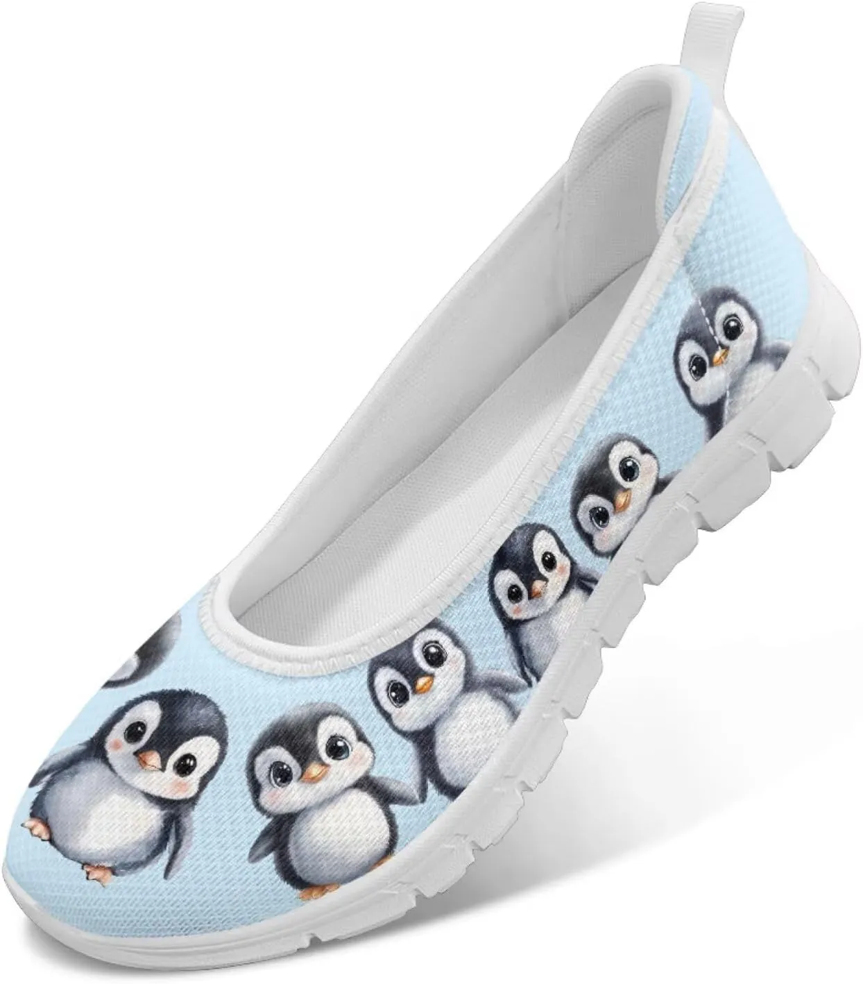 Howilath Cute Animal Print Women Mesh Flats Shoes Casual Slip on Shoes Breathable Loafers Walking Shoes