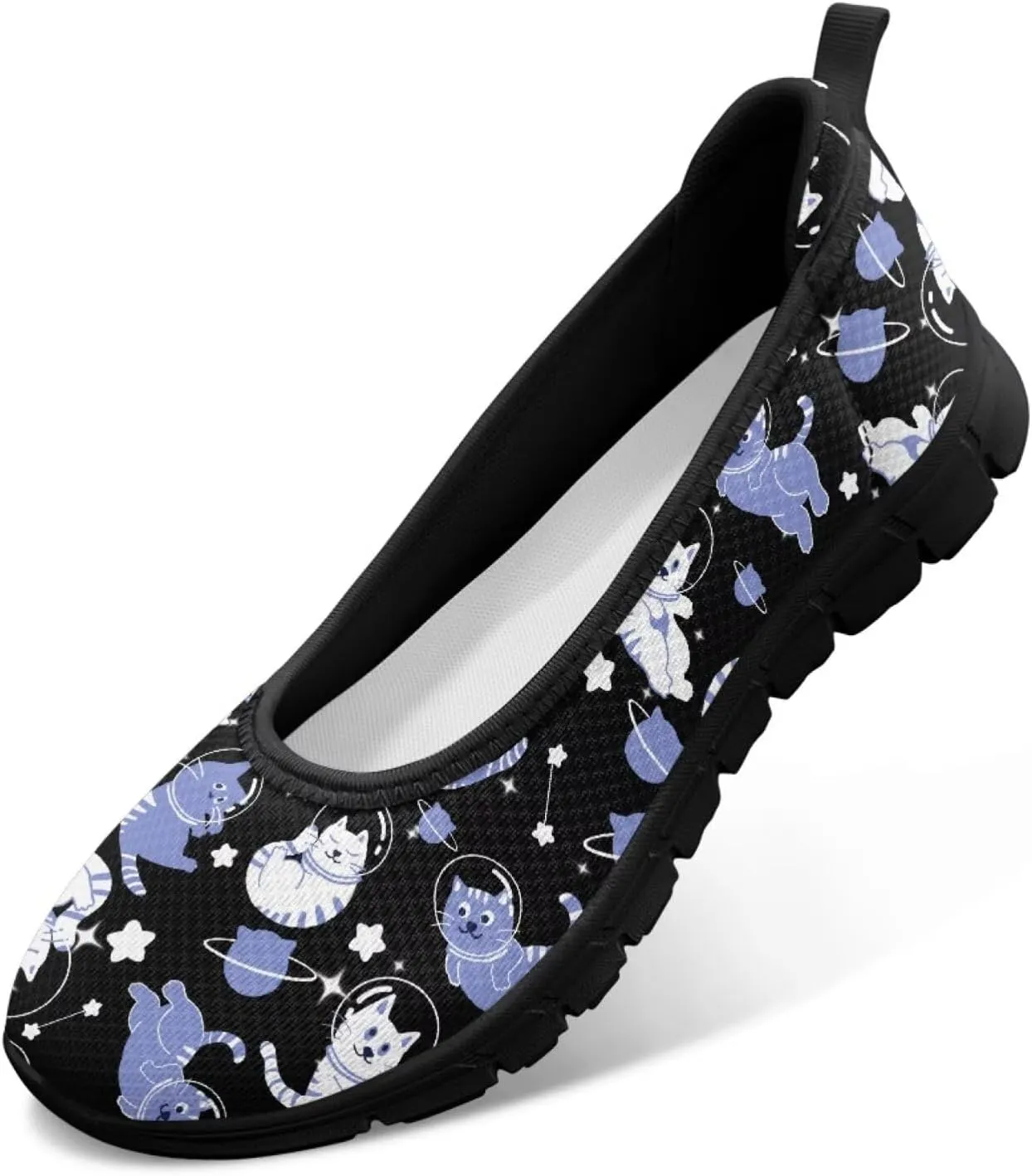 Howilath Cute Animal Print Women Mesh Flats Shoes Casual Slip on Shoes Breathable Loafers Walking Shoes