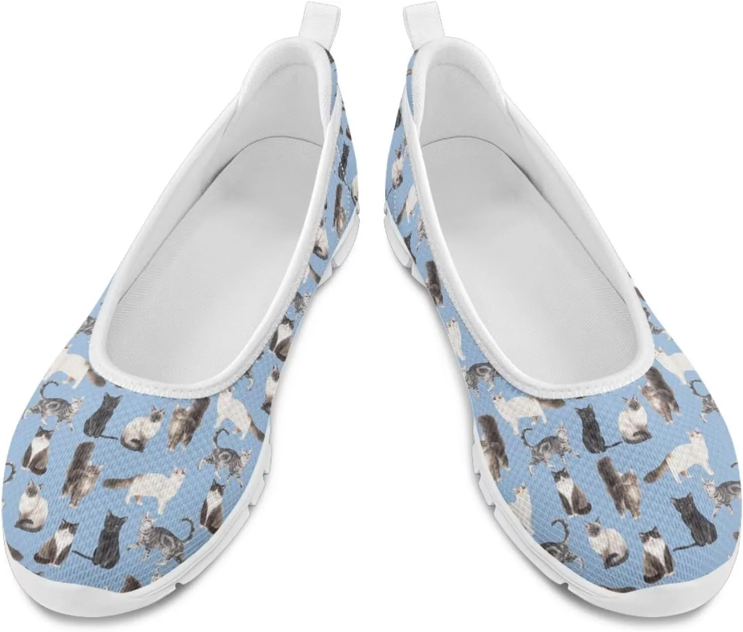 Howilath Cute Animal Print Women Mesh Flats Shoes Casual Slip on Shoes Breathable Loafers Walking Shoes