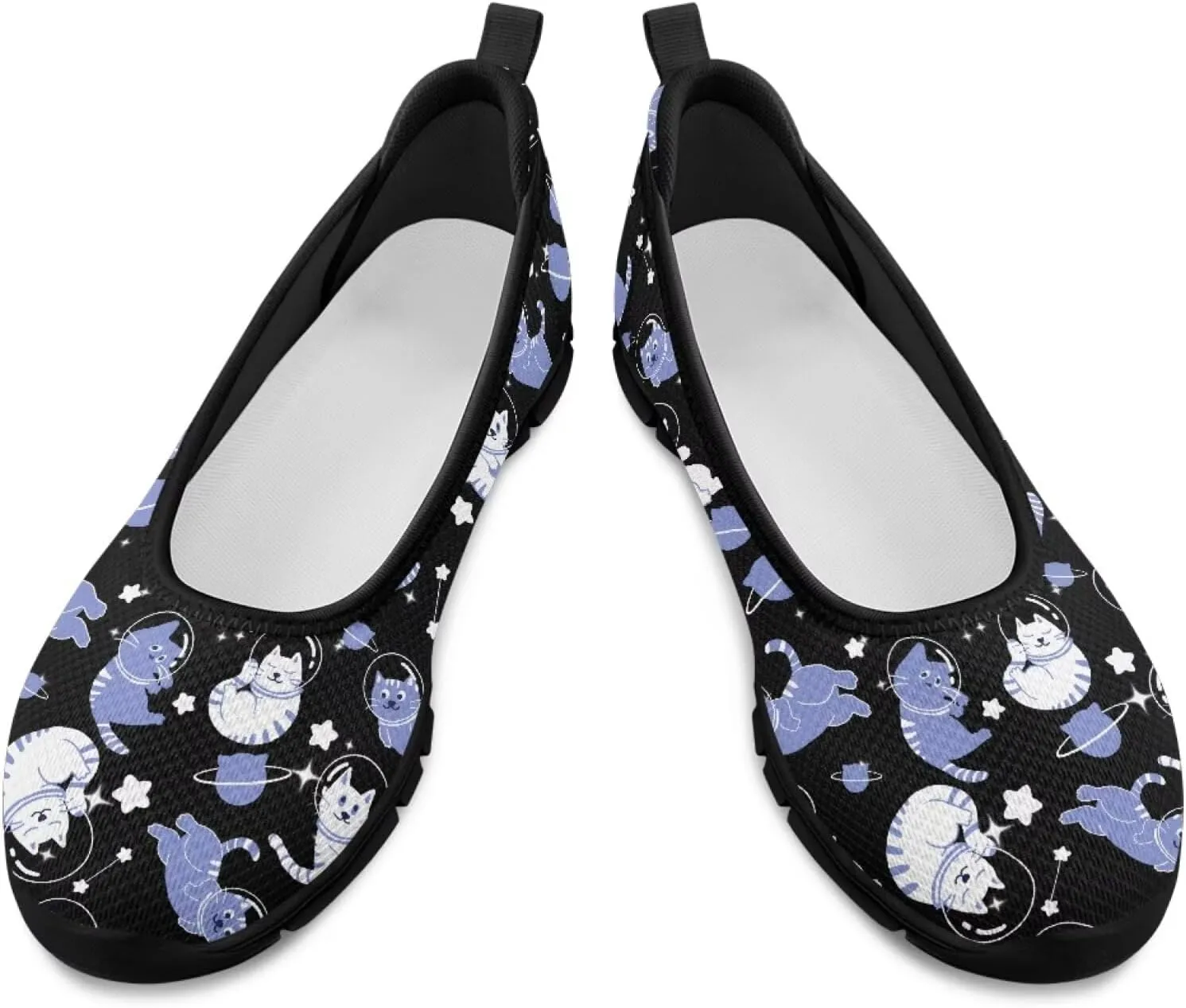Howilath Cute Animal Print Women Mesh Flats Shoes Casual Slip on Shoes Breathable Loafers Walking Shoes