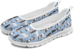 Howilath Cute Animal Print Women Mesh Flats Shoes Casual Slip on Shoes Breathable Loafers Walking Shoes