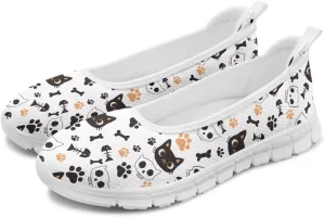 Howilath Cute Animal Print Women Mesh Flats Shoes Casual Slip on Shoes Breathable Loafers Walking Shoes