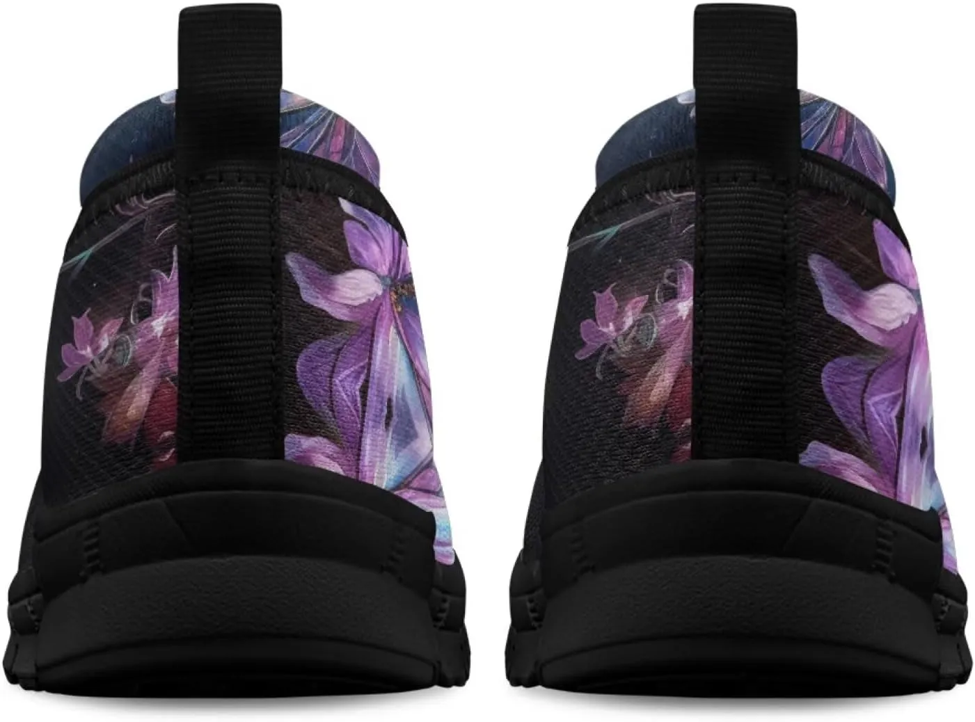 Howilath Dragonfly Print Slip on Shoes Women Casual Flat Shoes Running Shoes Walking Loafers with Anti-Slip Sole
