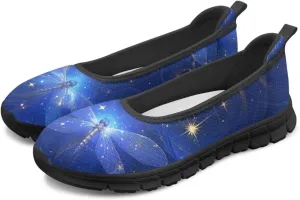 Howilath Dragonfly Print Slip on Shoes Women Casual Flat Shoes Running Shoes Walking Loafers with Anti-Slip Sole