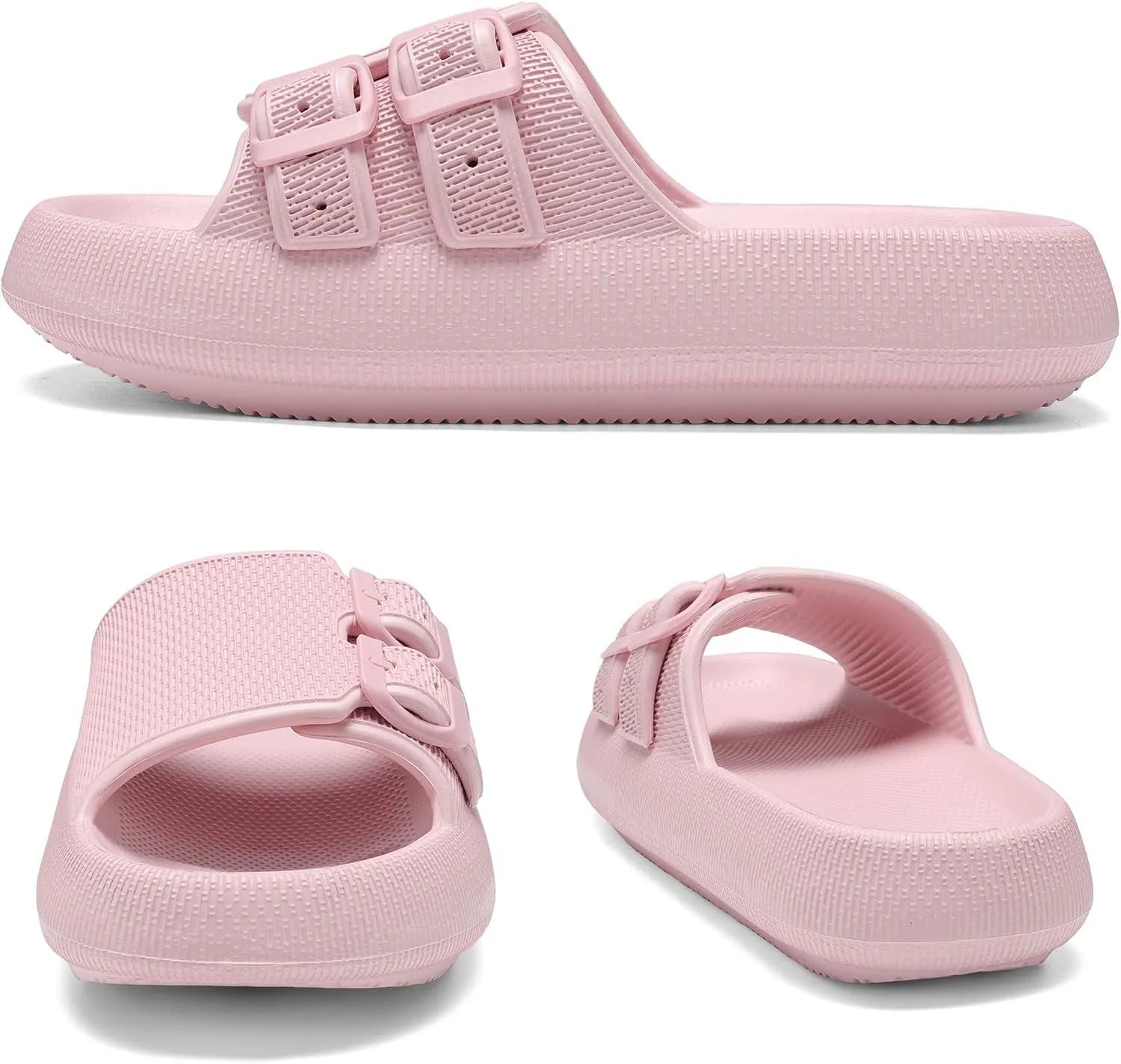 HQUEC Buckle Sandals for Women and Men Adjustable EVA Flat Slids Comfortable Pillow Slippers