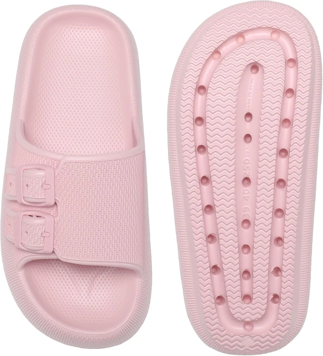 HQUEC Buckle Sandals for Women and Men Adjustable EVA Flat Slids Comfortable Pillow Slippers