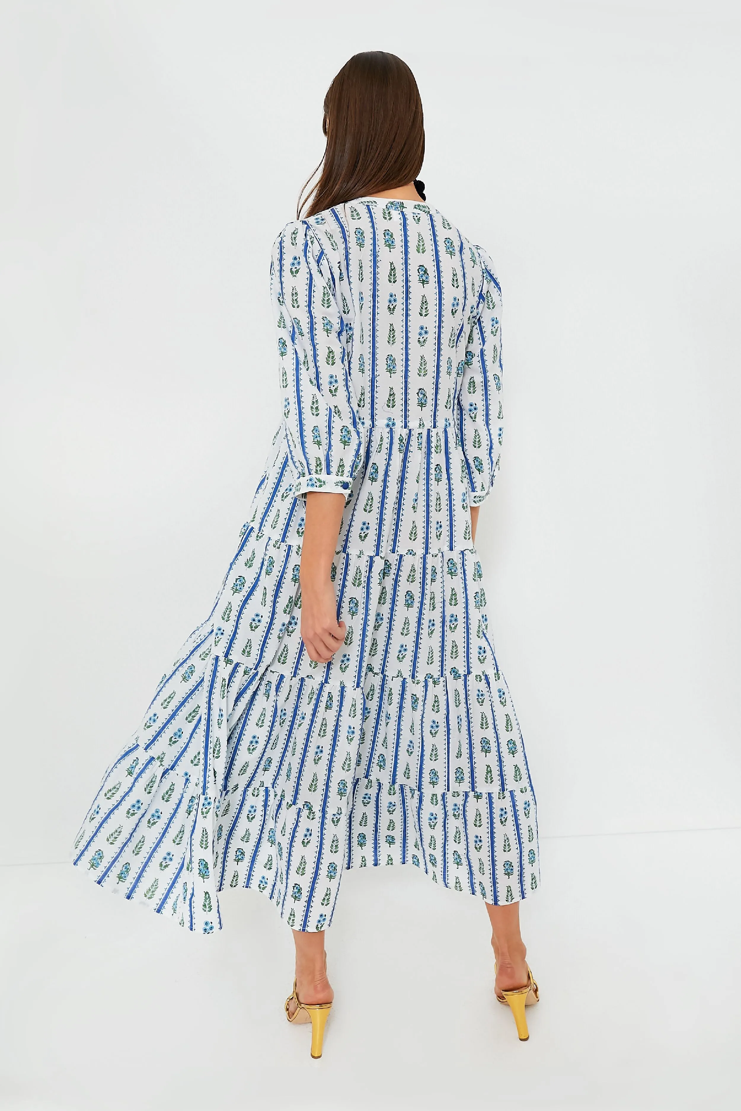 Indigo Border Maria Dress