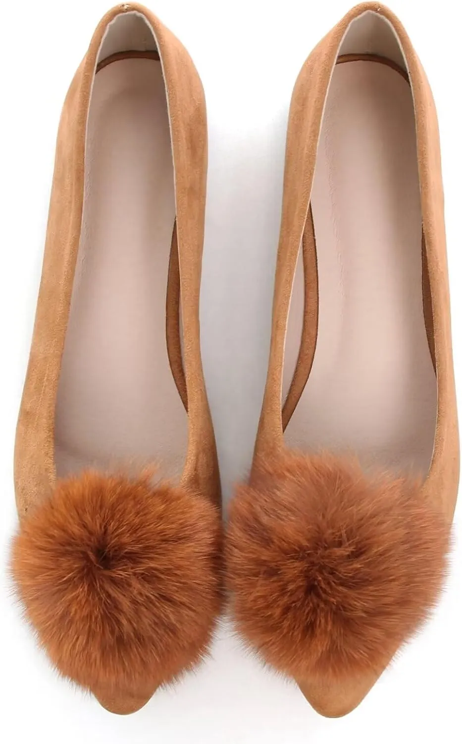 INEELUYI Women's Pom Pom Ballets Flats Pointy Toe Slip on Dress Flats Loafers Wedding Bowknot Shoes