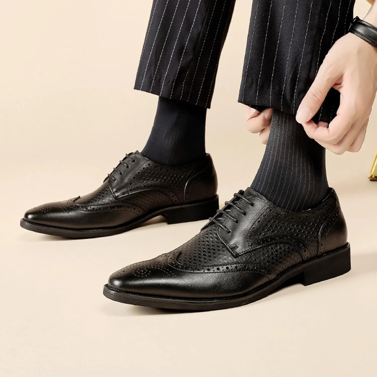 Italian Luxury Men's Genuine Leather Dress Shoes Comfortable Lace Up Monk Strap Loafers Classic Formal Business Shoes Luxury Round Toe Elegant Wedding