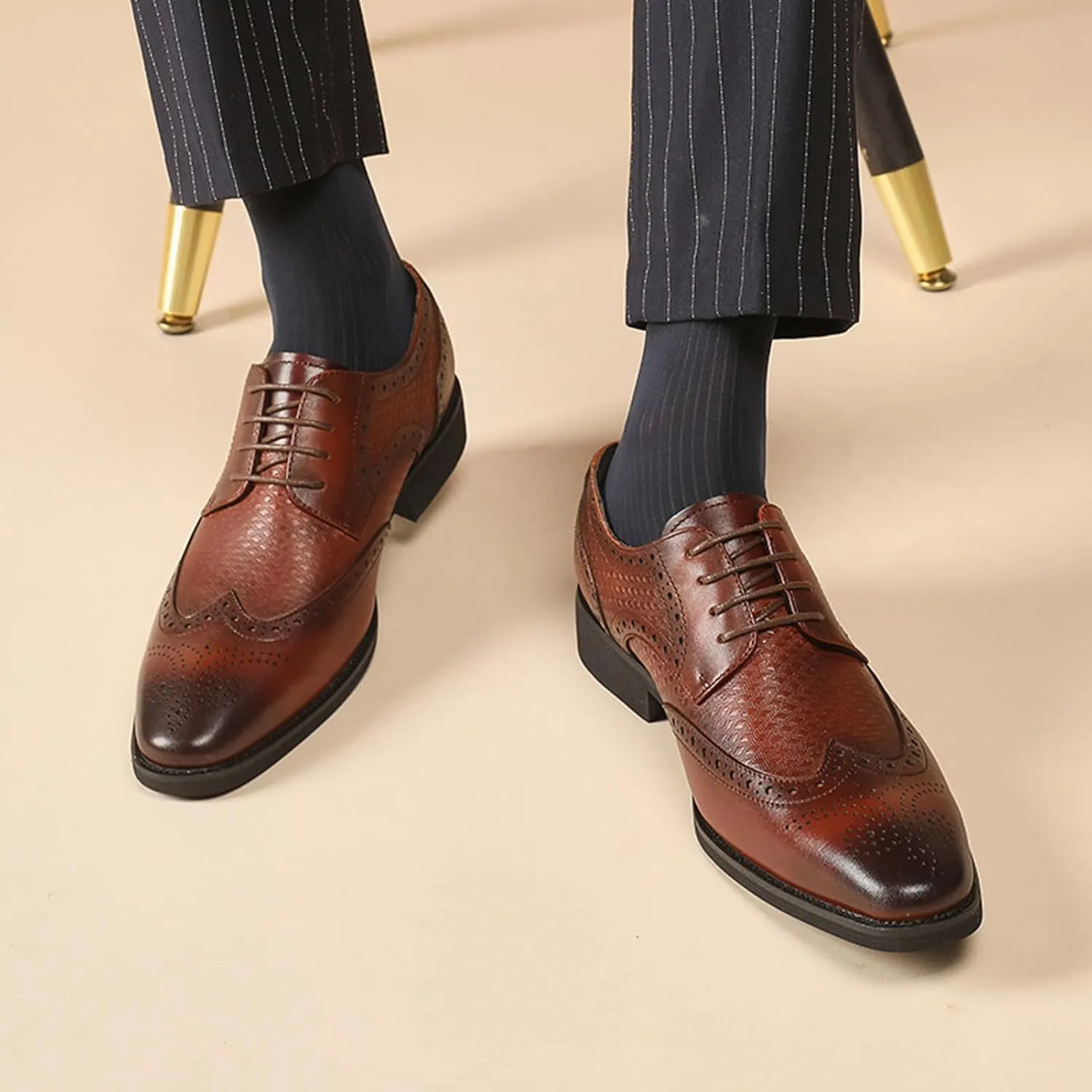 Italian Luxury Men's Genuine Leather Dress Shoes Comfortable Lace Up Monk Strap Loafers Classic Formal Business Shoes Luxury Round Toe Elegant Wedding