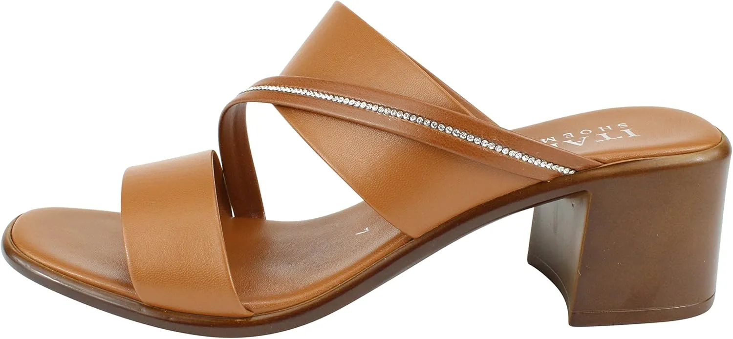 ITALIAN Shoemakers Coletty Dressy Comfortable Womens Low Block Heel Sandal Open Toe Supportive Arch Comfort
