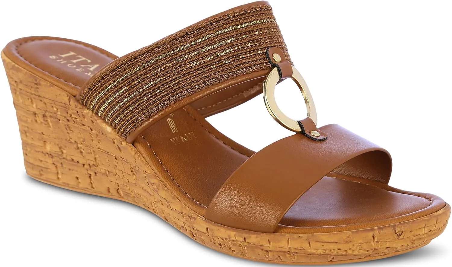 ITALIAN Shoemakers Womens Ligths Wedge Sandals 8 Brown