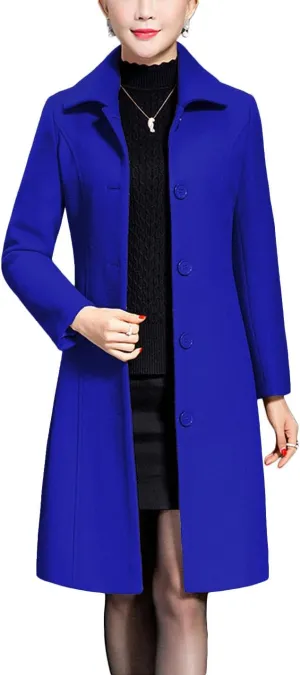 Jenkoon Women's Wool Trench Coat Winter Long Thick Overcoat Walker Coats