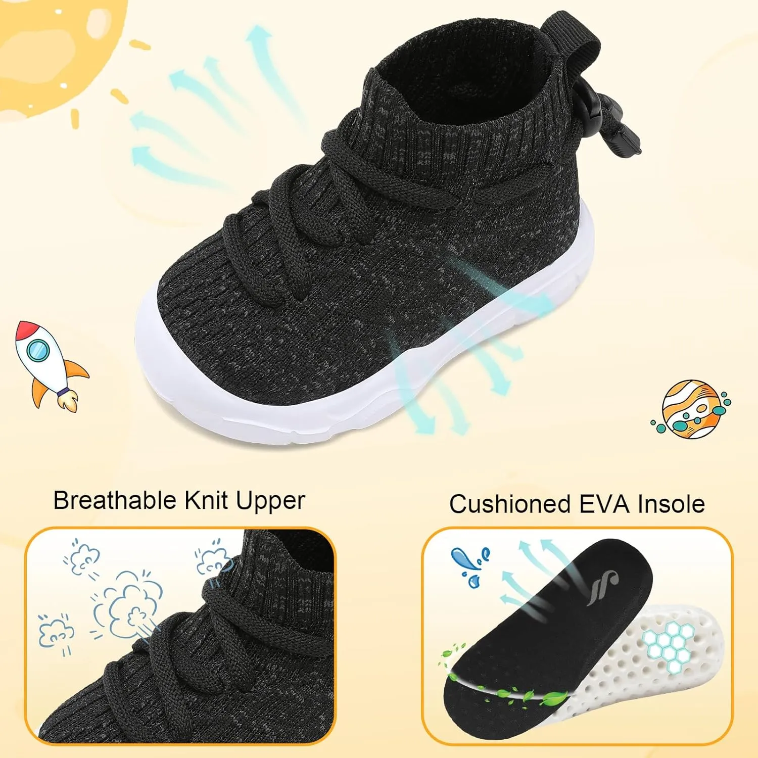 JIASUQI Toddler Shoes High Top Sneakers for Boys Girls Barefoot Wide Walking Tennis Shoes