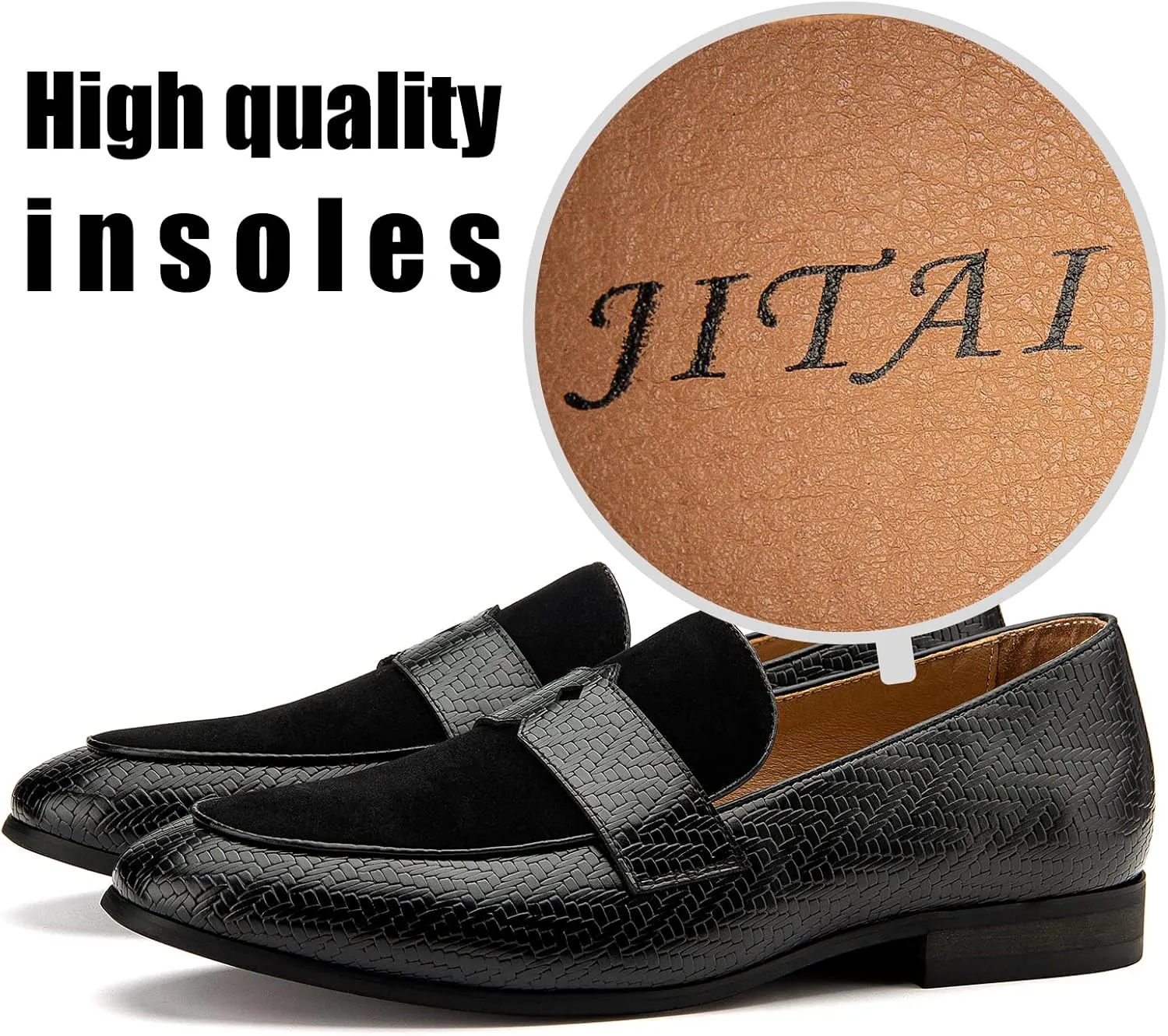 JITAI Mens Loafers Shoes Slip On Driving Shoes Casual Dress Loafer Business Fashion Shoes