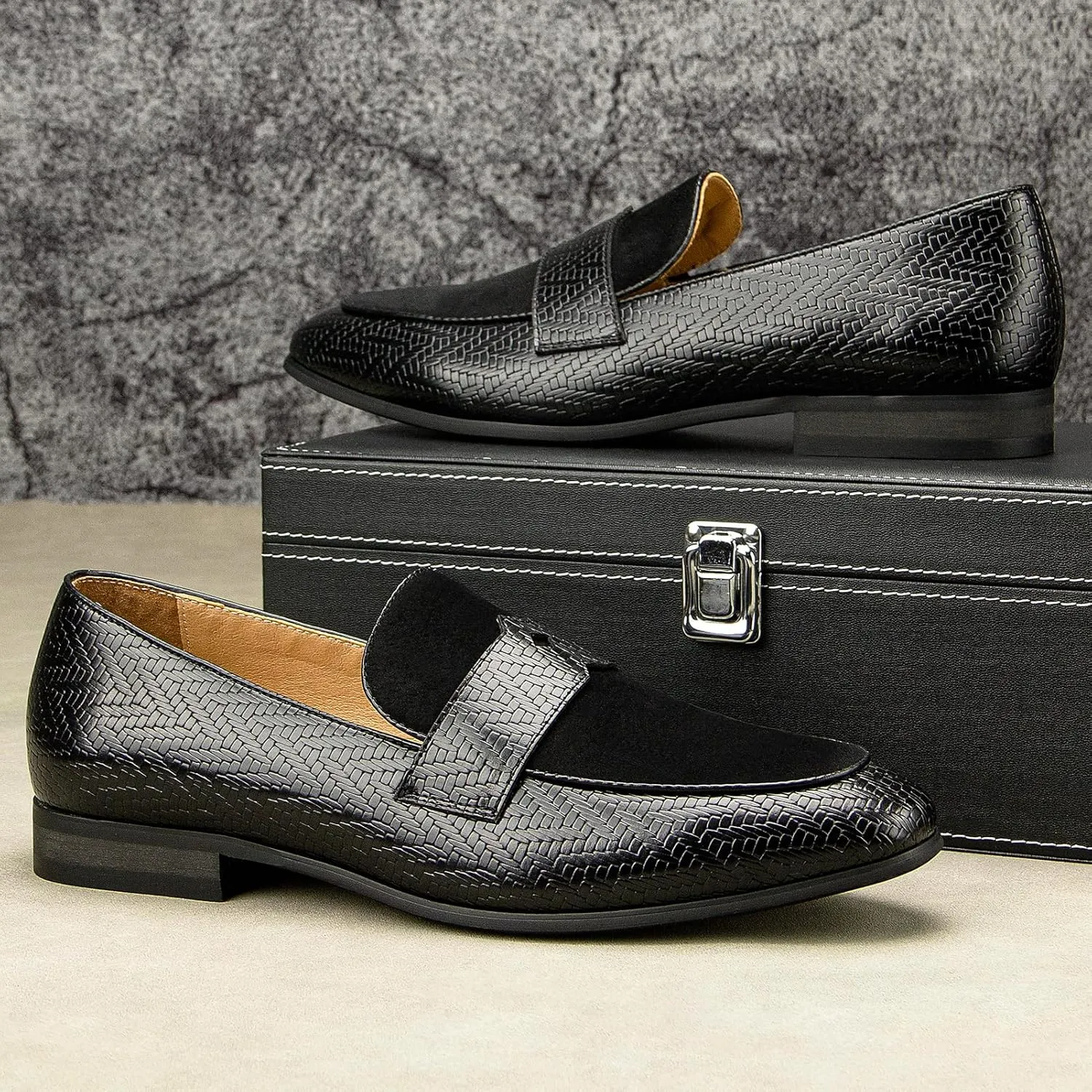 JITAI Mens Loafers Shoes Slip On Driving Shoes Casual Dress Loafer Business Fashion Shoes