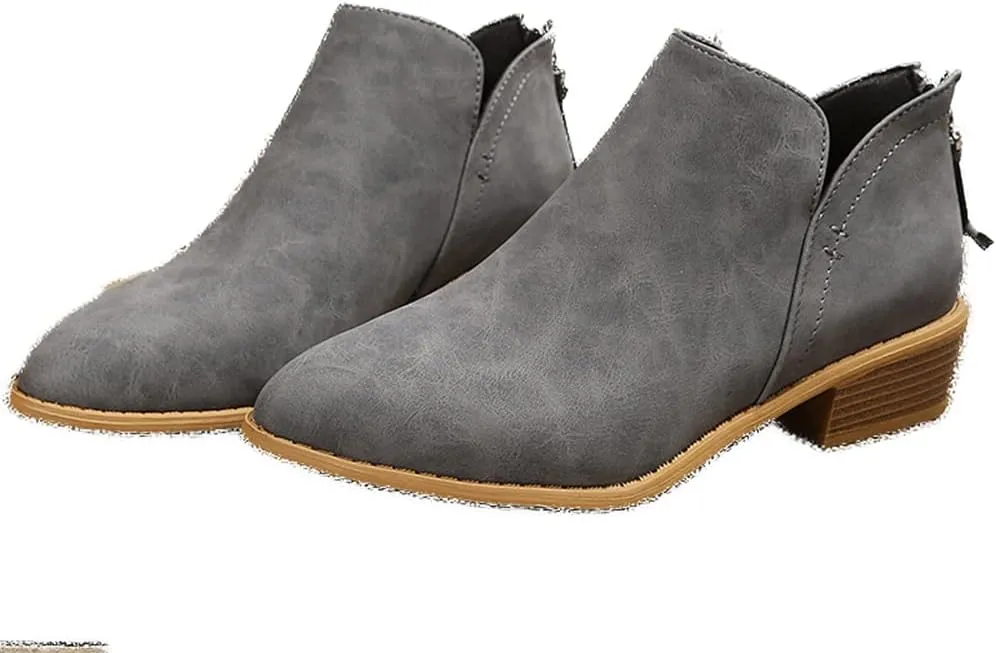JITUUE Ankle Booties for Women,Women's Casual Dress Low Heeled Booties. V Cut Fashion Thick Heel Design Shoes