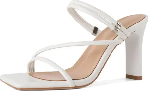 Joseywade Chunky Heels For Women Strappy High Heel Mules 3.5" Heeled Sandals Open Toe Shoes