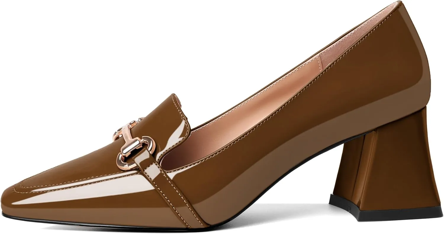 Joseywade Low Heels for Women Block Chunky Heels Slip On Toe Pumps Loafers 2.5" Closed Toe Slanted Heels Shoes