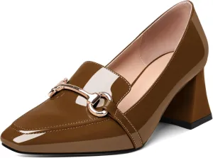 Joseywade Low Heels for Women Block Chunky Heels Slip On Toe Pumps Loafers 2.5" Closed Toe Slanted Heels Shoes