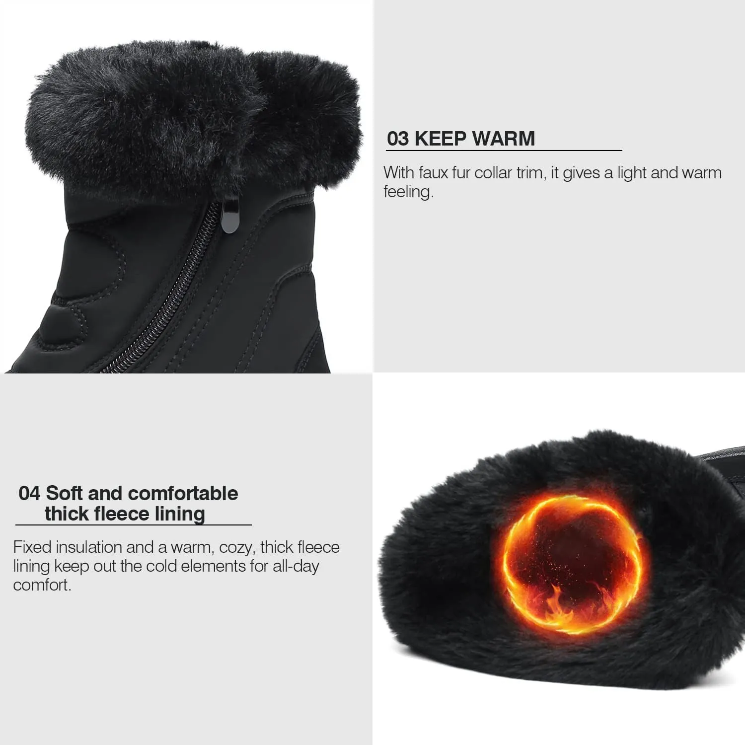 JSWEI Women's Snow Boots Warm and Comfortable Outdoor Non Slip Fur Lined Winter Boots Anti Cold Zipper Snow Boot
