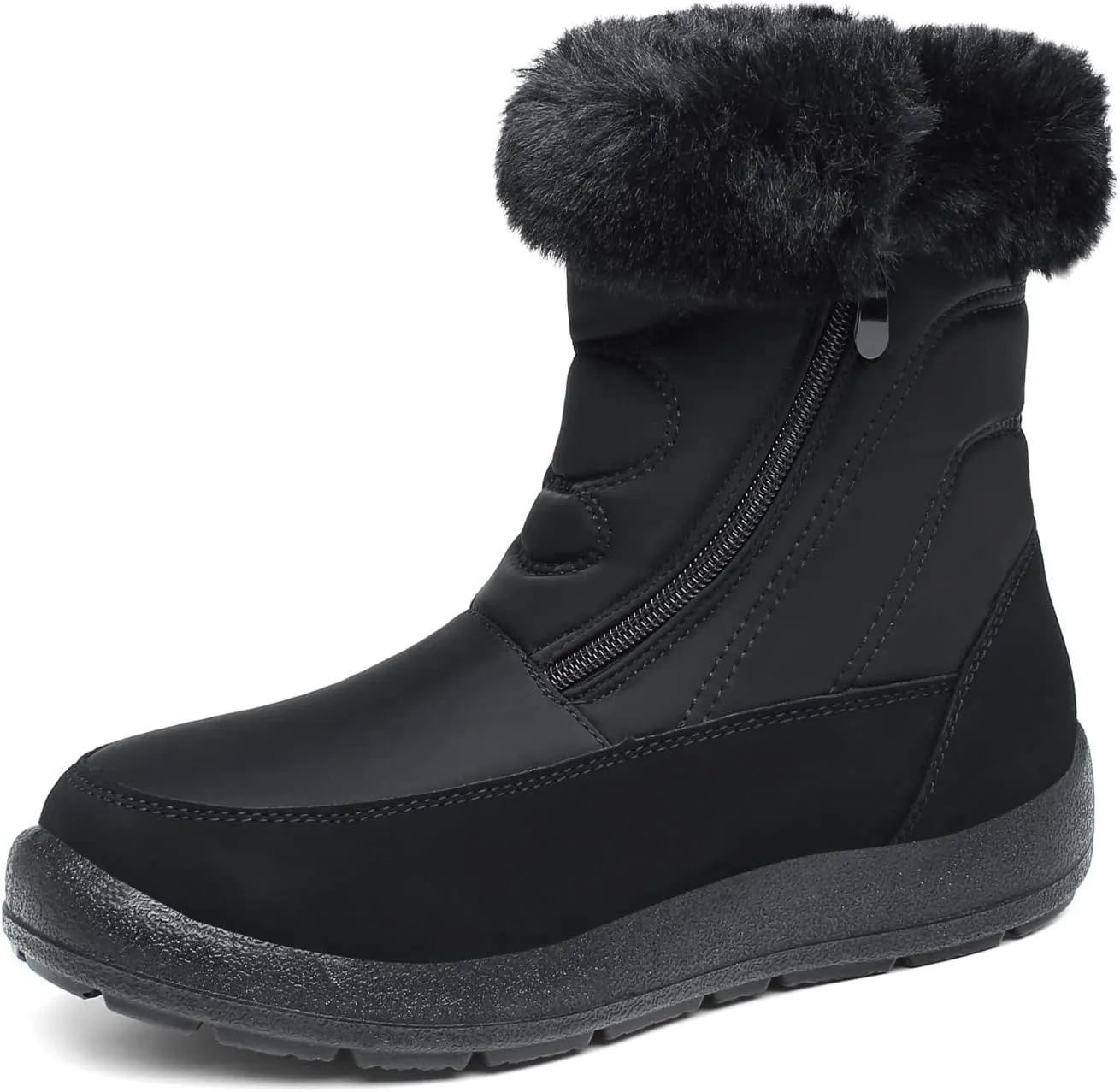 JSWEI Women's Snow Boots Warm and Comfortable Outdoor Non Slip Fur Lined Winter Boots Anti Cold Zipper Snow Boot