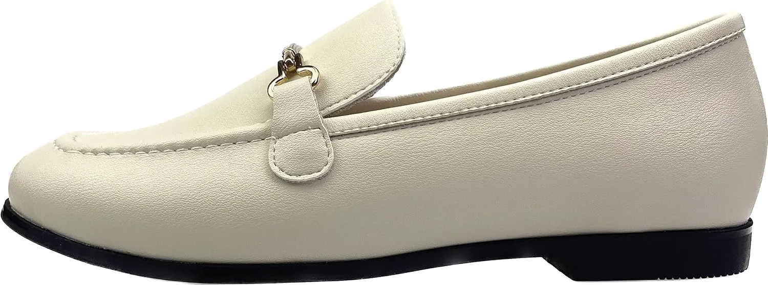 Justar Women's Genuine Leather Buckle Loafers Dress Shoes Casual Flats Low Heel Slip on Driving Penny Loafer for Women