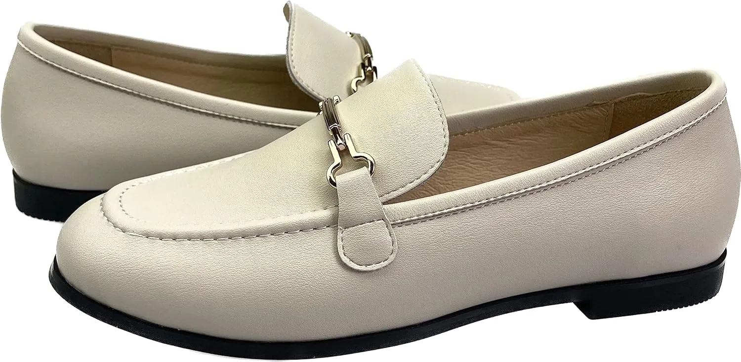 Justar Women's Genuine Leather Buckle Loafers Dress Shoes Casual Flats Low Heel Slip on Driving Penny Loafer for Women