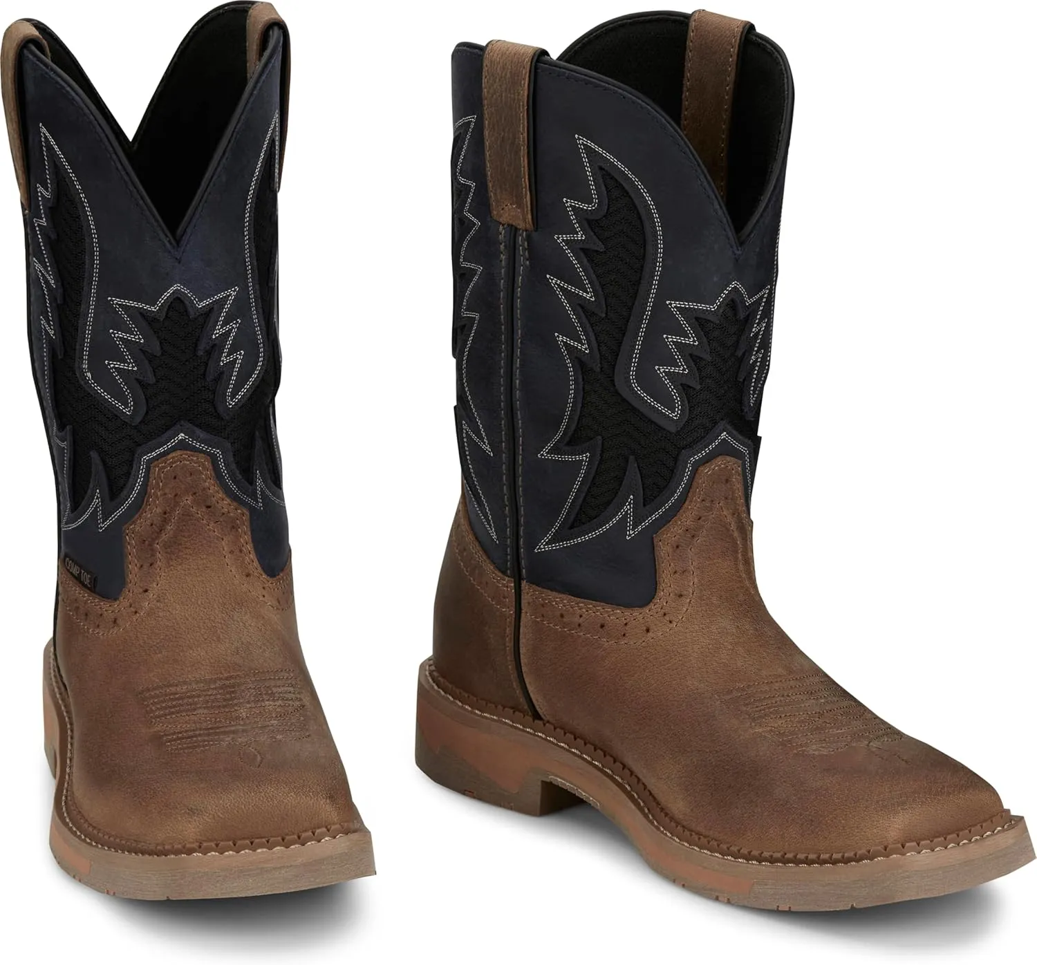 Justin Work Bolt 11" Composite Toe Men's Industrial-and-Construction-Boots, EH Rated, Oil & Slip Resistant, ASTM F2413, Cement Construction
