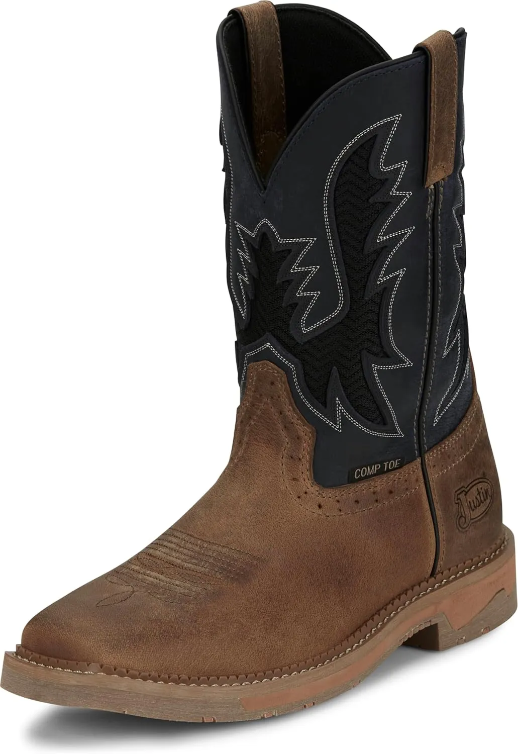 Justin Work Bolt 11" Composite Toe Men's Industrial-and-Construction-Boots, EH Rated, Oil & Slip Resistant, ASTM F2413, Cement Construction