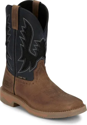 Justin Work Bolt 11" Composite Toe Men's Industrial-and-Construction-Boots, EH Rated, Oil & Slip Resistant, ASTM F2413, Cement Construction