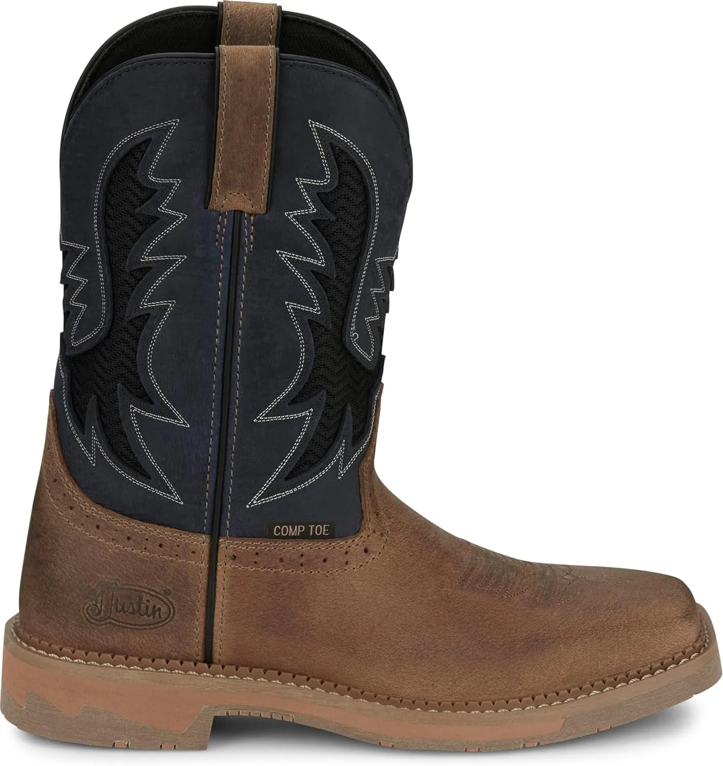 Justin Work Bolt 11" Composite Toe Men's Industrial-and-Construction-Boots, EH Rated, Oil & Slip Resistant, ASTM F2413, Cement Construction
