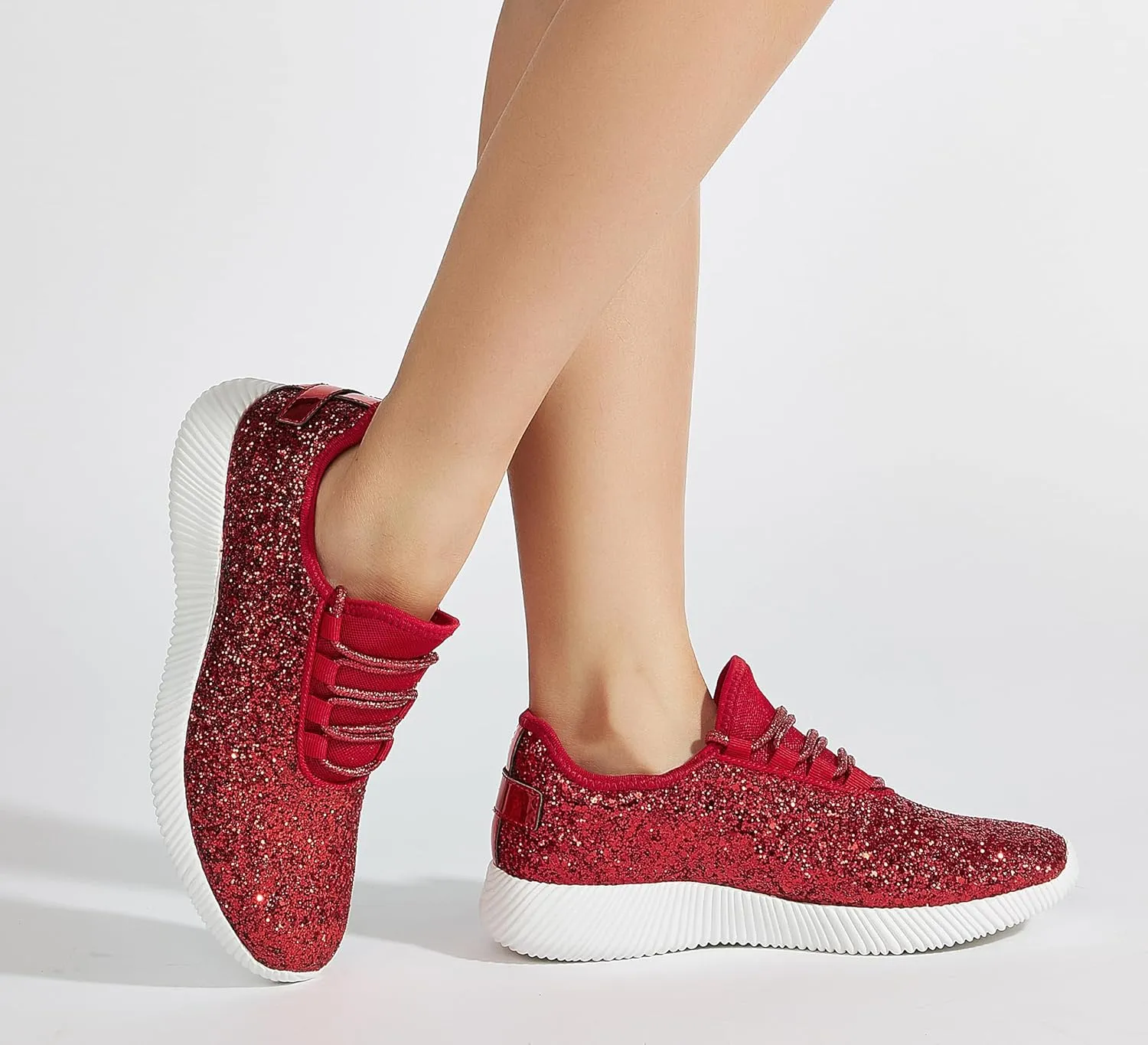 K KIP WOK Fashion Glitter Sneakers for Womens Silp On Running Shoes Lightweigt Tennis Walking Sneakers