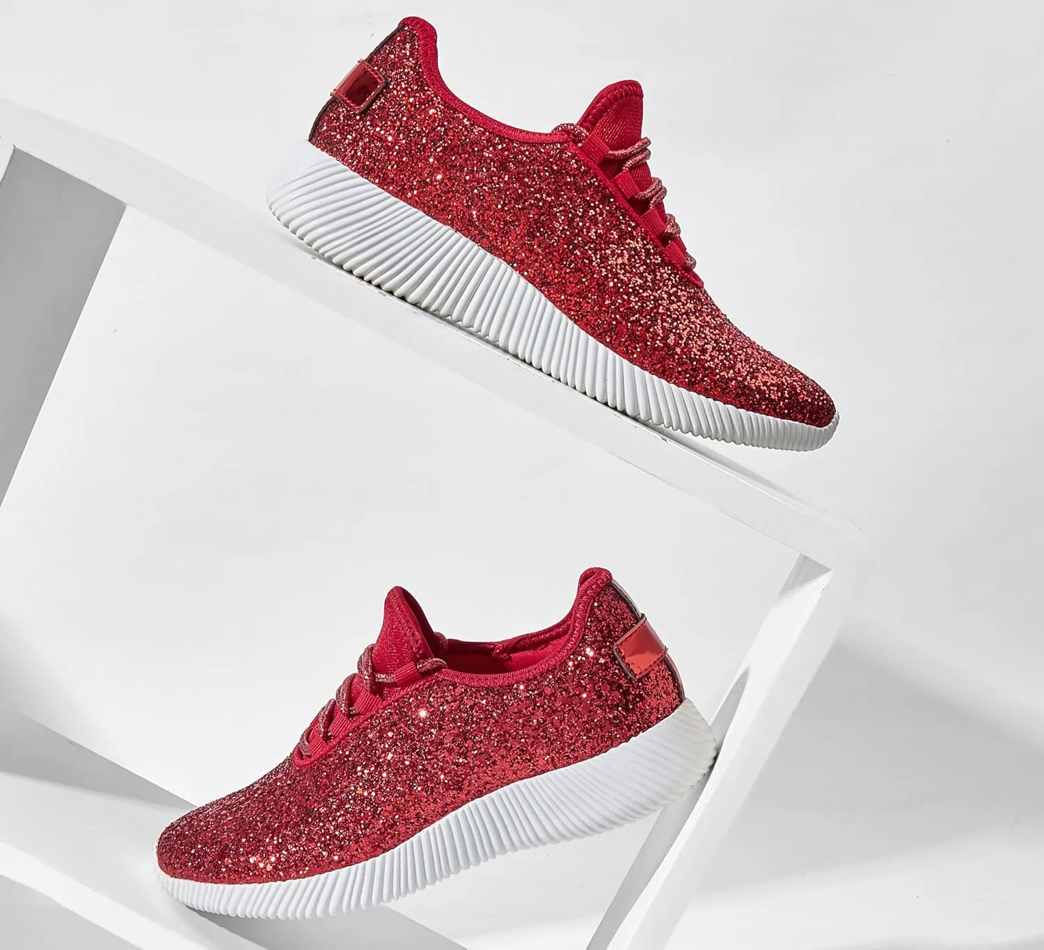 K KIP WOK Fashion Glitter Sneakers for Womens Silp On Running Shoes Lightweigt Tennis Walking Sneakers