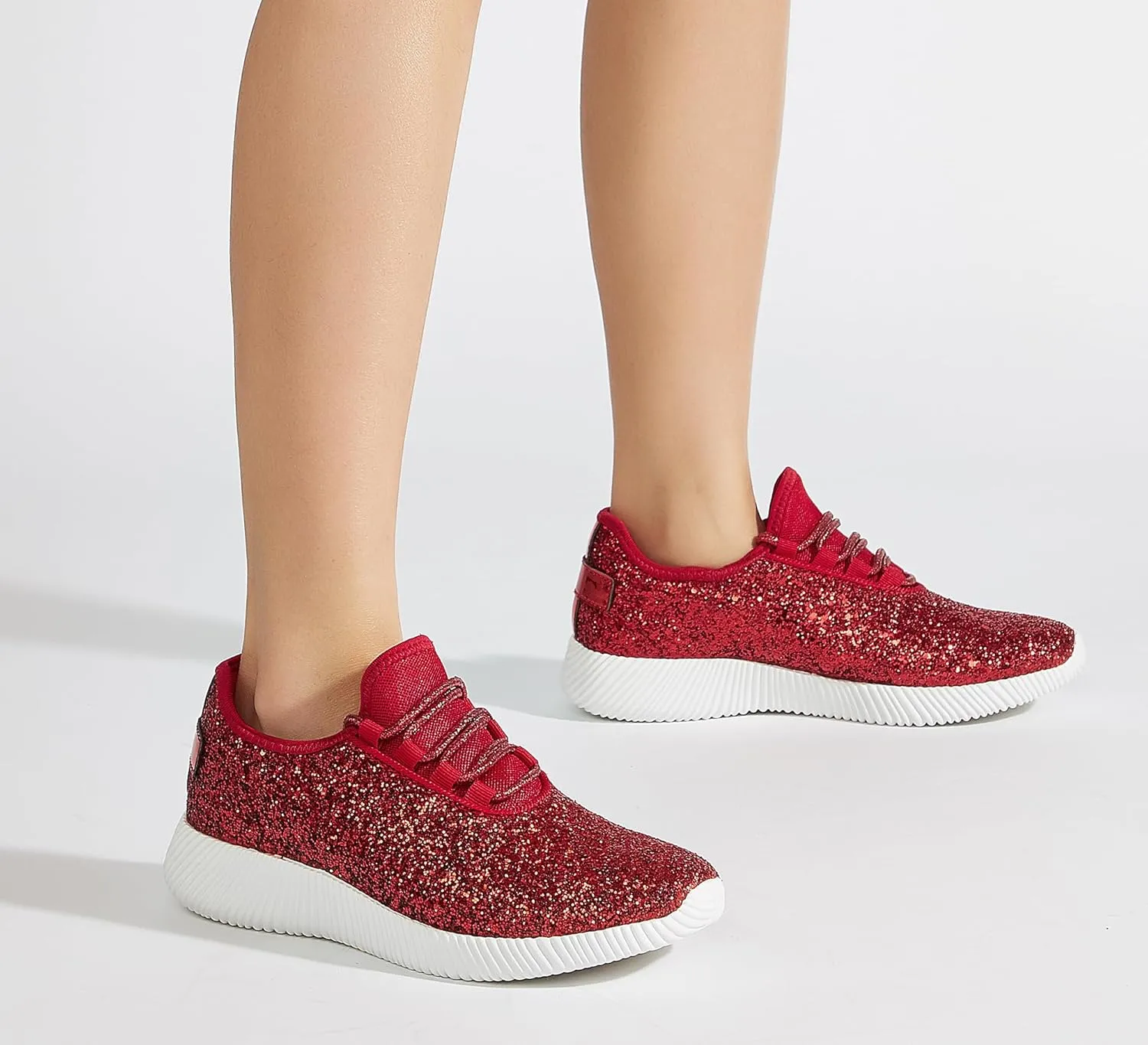 K KIP WOK Fashion Glitter Sneakers for Womens Silp On Running Shoes Lightweigt Tennis Walking Sneakers