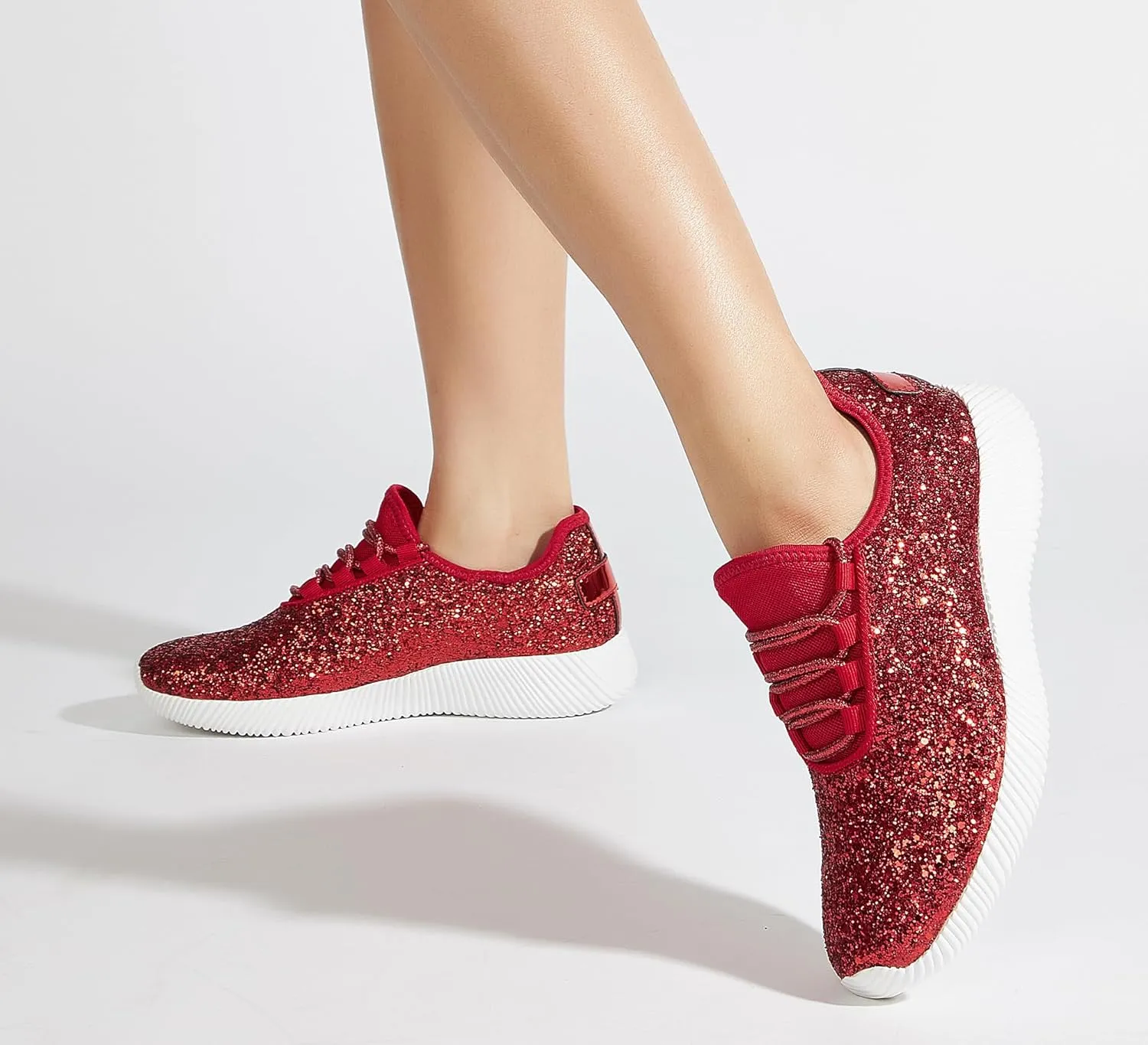 K KIP WOK Fashion Glitter Sneakers for Womens Silp On Running Shoes Lightweigt Tennis Walking Sneakers