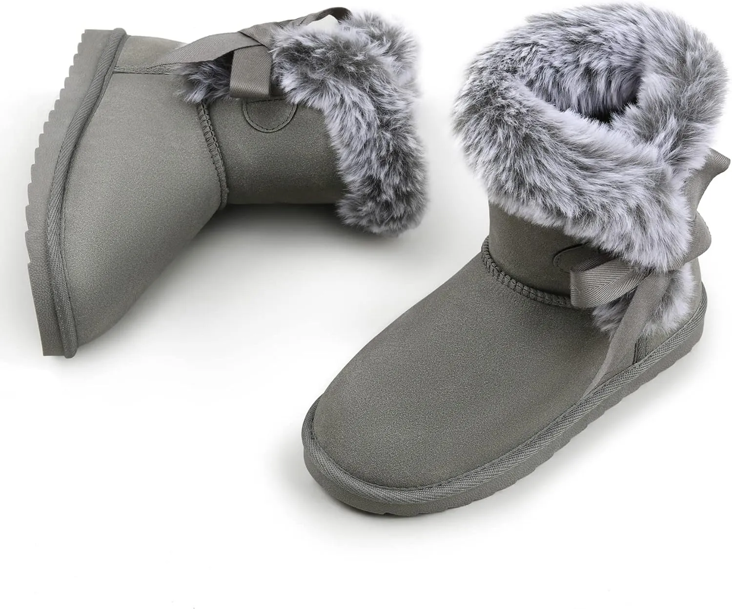 K KomForme Girls Kids Snow Boots Warm Fur Lined Slip On Outdoor Winter Shoes Lightweight Comfy（Little/Big Kids）