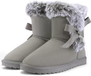 K KomForme Girls Kids Snow Boots Warm Fur Lined Slip On Outdoor Winter Shoes Lightweight Comfy（Little/Big Kids）