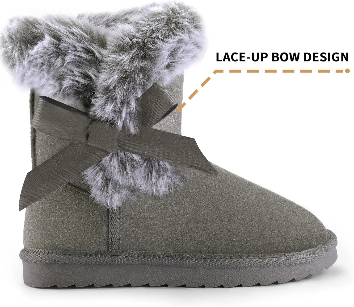 K KomForme Girls Kids Snow Boots Warm Fur Lined Slip On Outdoor Winter Shoes Lightweight Comfy（Little/Big Kids）