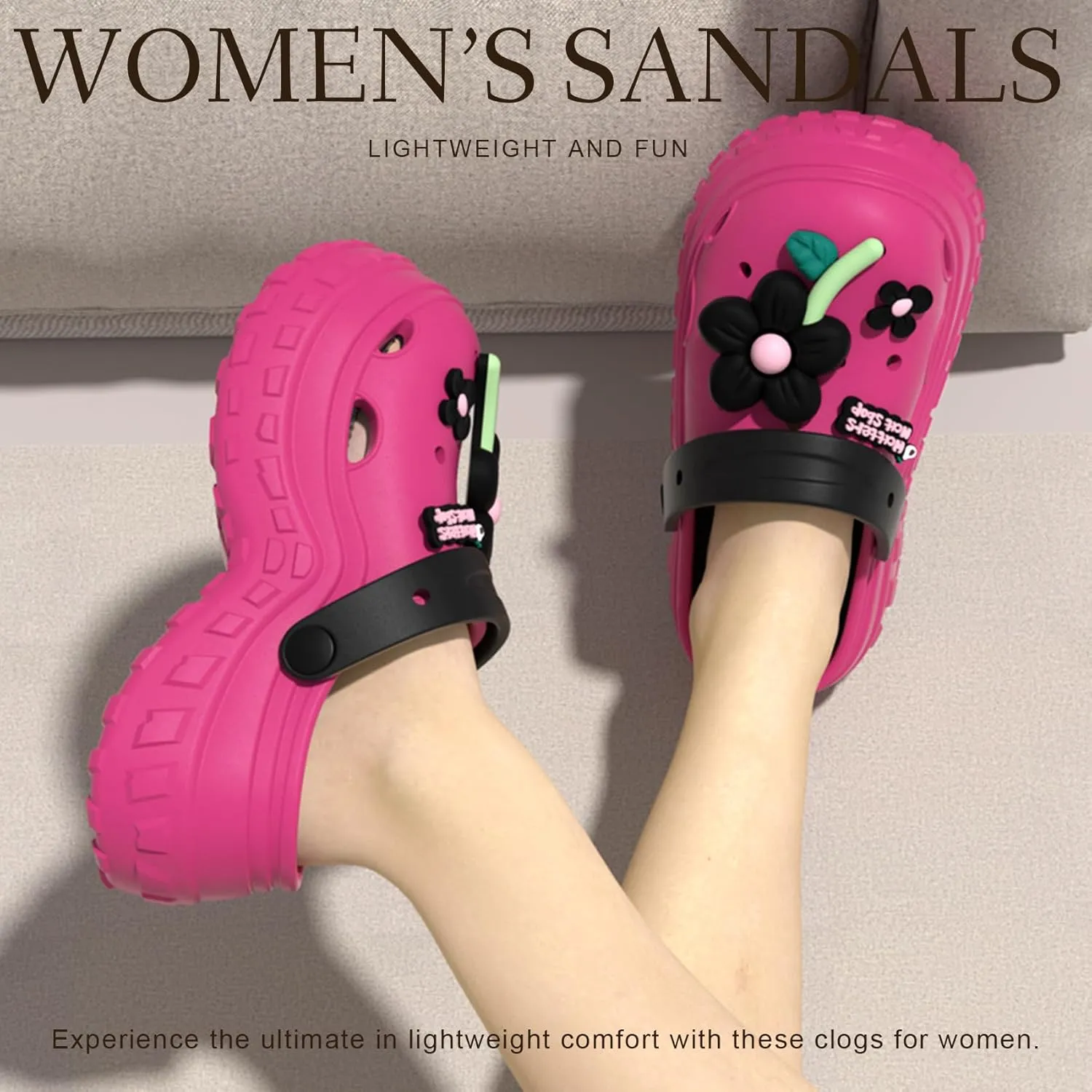 KELMALL Platform Clogs for Women, Garden High Heels Mules Slip On Comfort Walking Shoes, Waterproof for Summer
