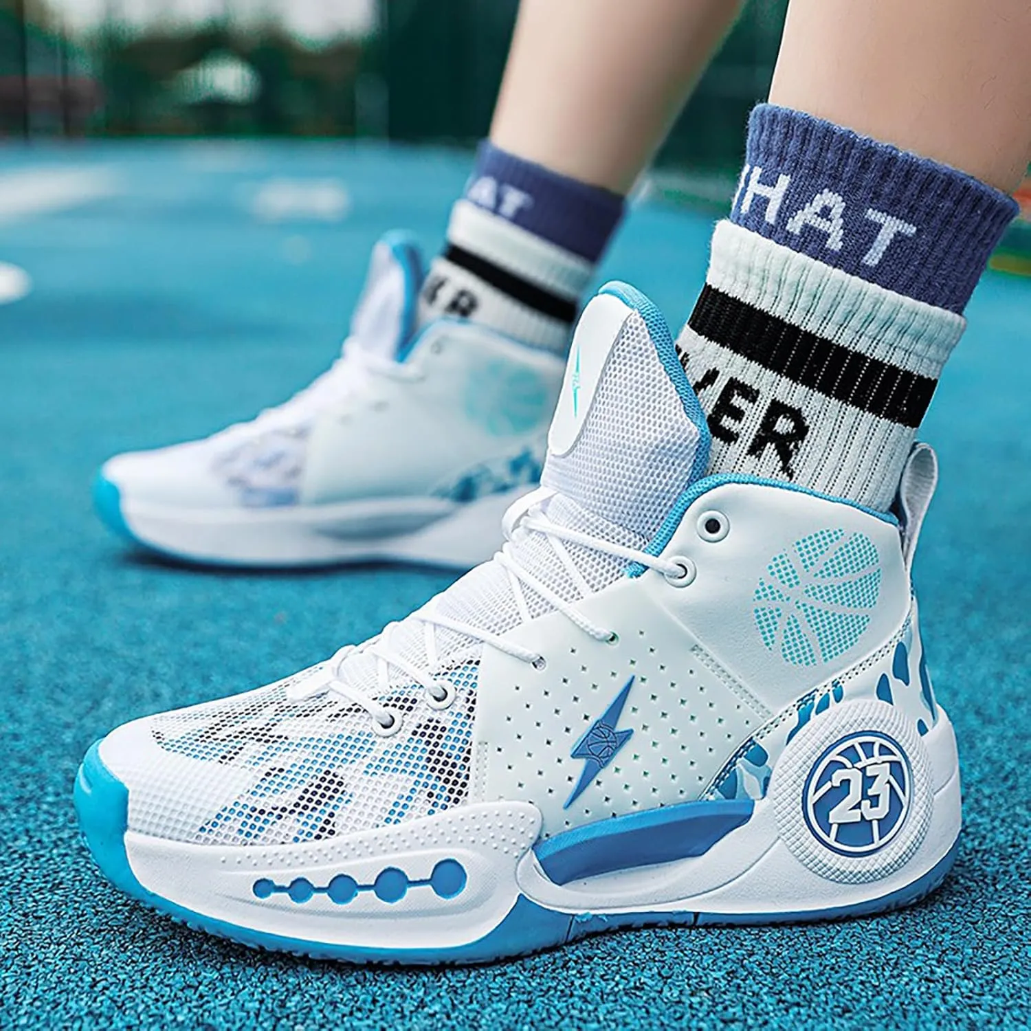 Kids Basketball Shoes Boys Girls High Top Sneakers Comfy Breathable Outdoor Cushioning Athletic Shoes for Training Running